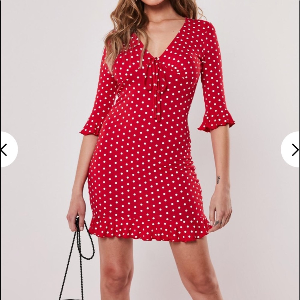 Red polka dot mini dress